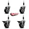 Service Caster 3.5'' Black Poly Wheel Swivel 7/8'' Expanding Stem Caster Set 2 Brakes, 4PK SCC-EX20S3514-PPUB-BLK-2-PLB-2-78 - alternate 3